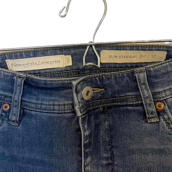 Pilcro and the Letterpress Anthropologie Slim Straight Embellished Jeans 27 - Picture 3 of 8